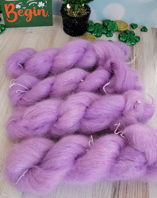 OOAK Purple/Pink Mohair Silk Shimmer Stranded / Ready to Ship