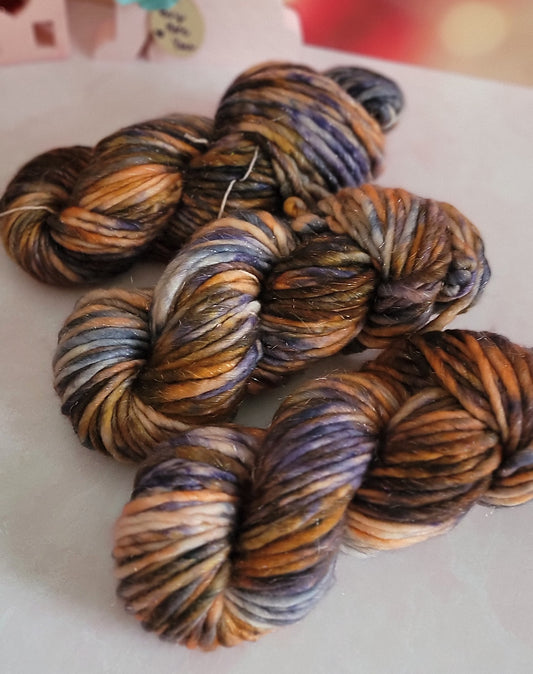 OOAK Purple/Peach SHIMMER 92 Yard Super Bulky / Ready to Ship