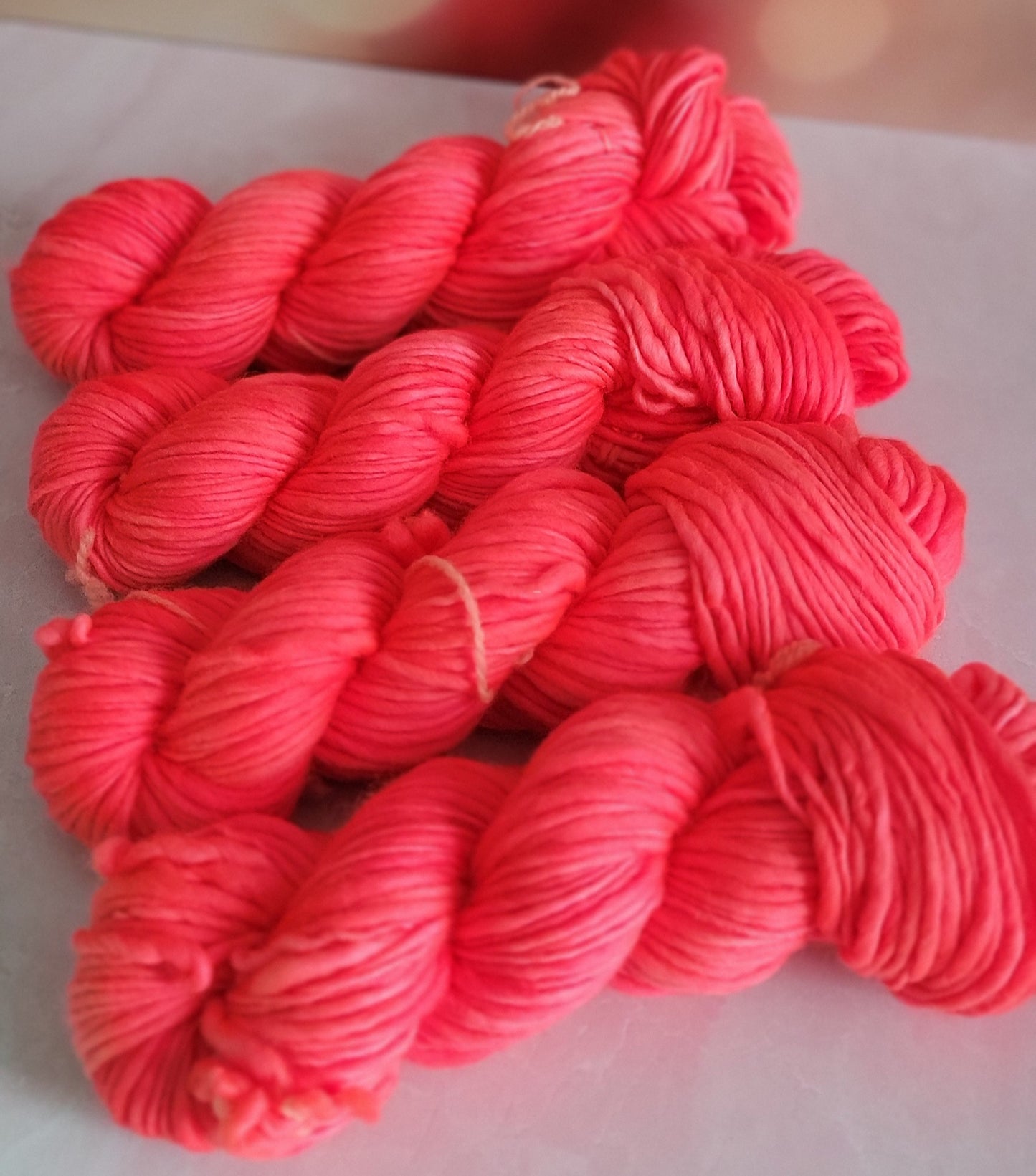 Fluo Red Thick n Thin Bulky Weight Single Ply / Ready to Ship