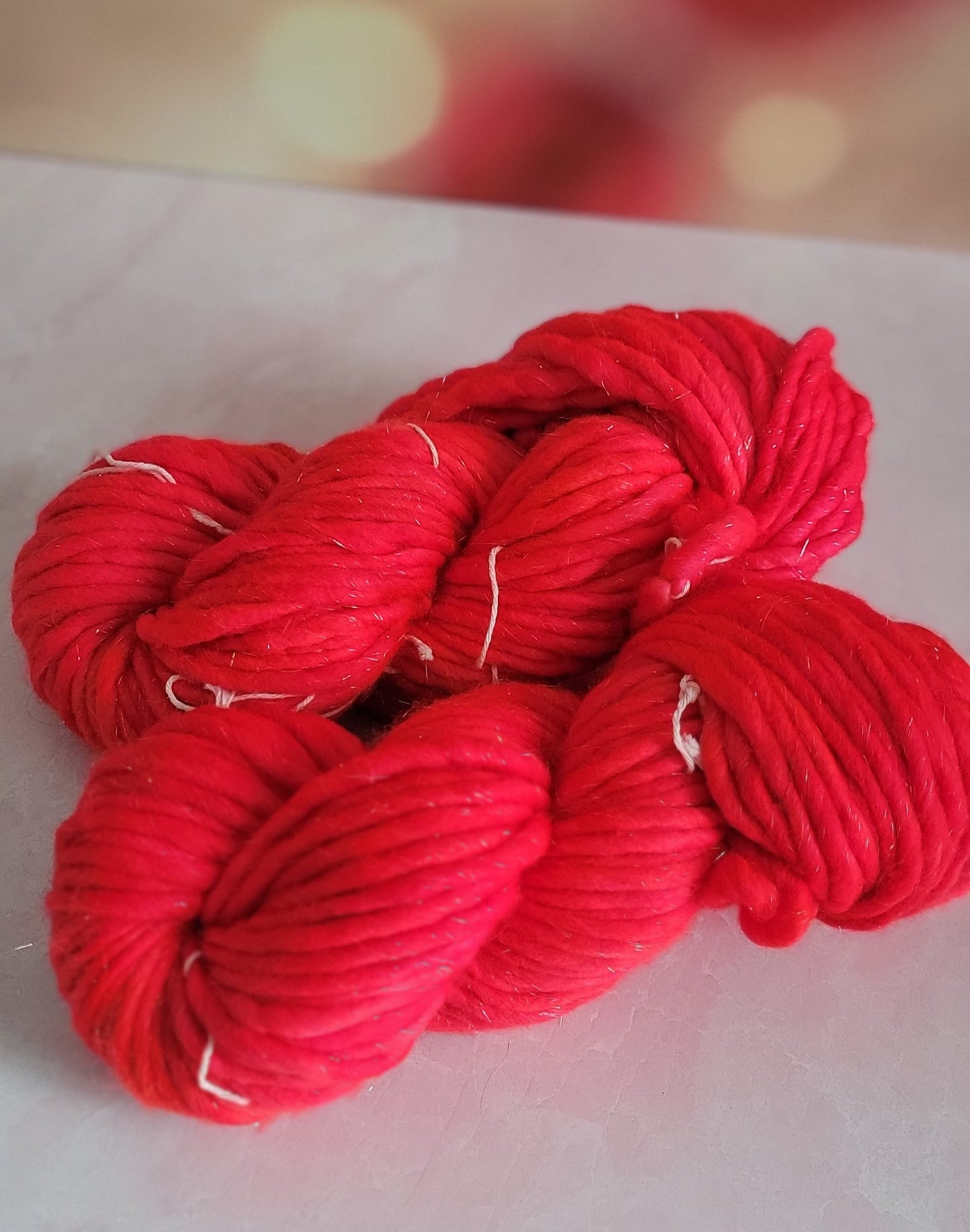 Fluo Red SHIMMER 92 Yard Super Bulky / Ready to Ship