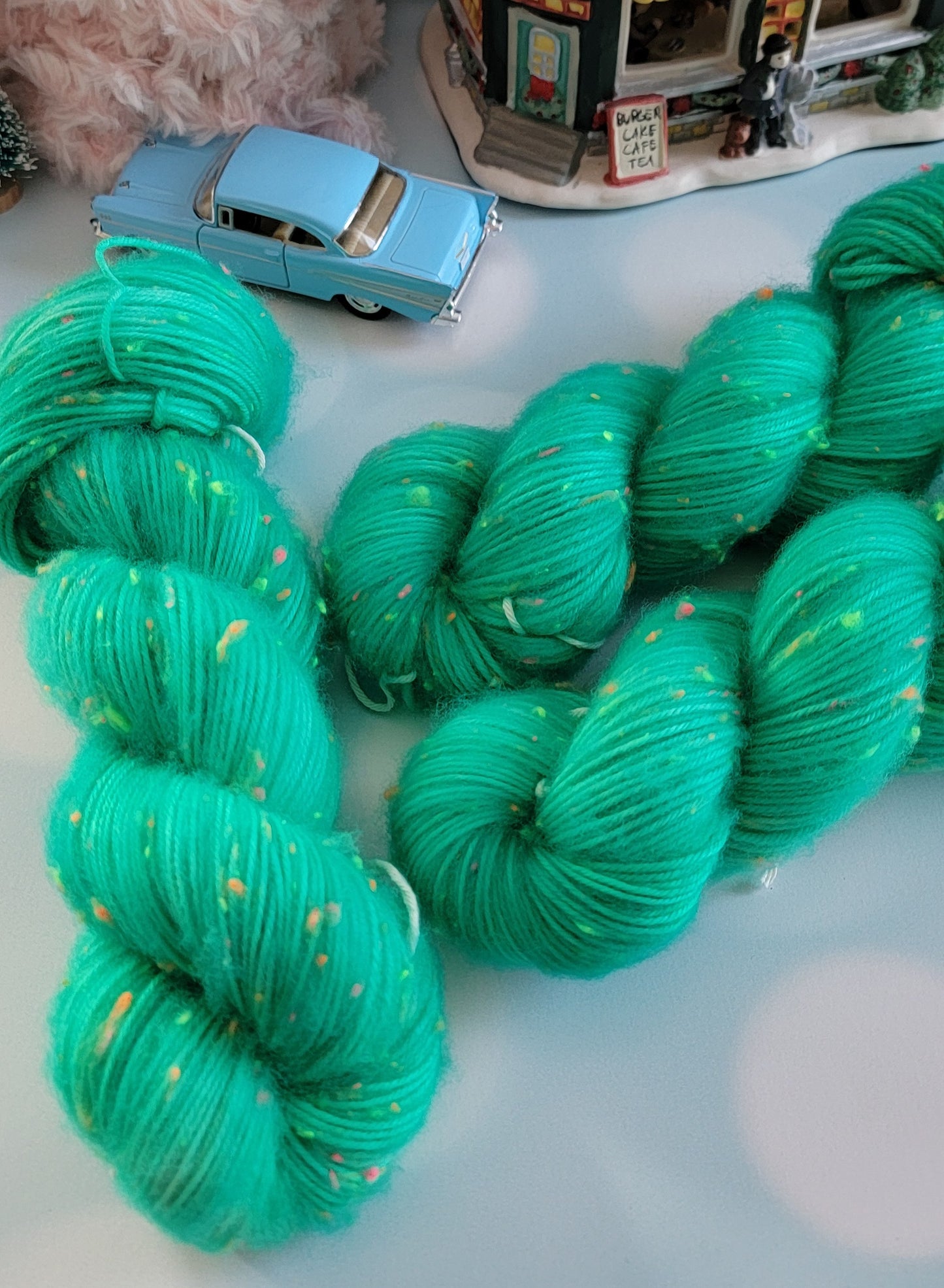 Aqua - Brushed DK Neon Tweed Yarn / Ready to Ship