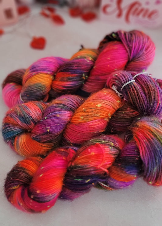 OOAK Colorful Brushed DK Neon Tweed Yarn / Ready to Ship