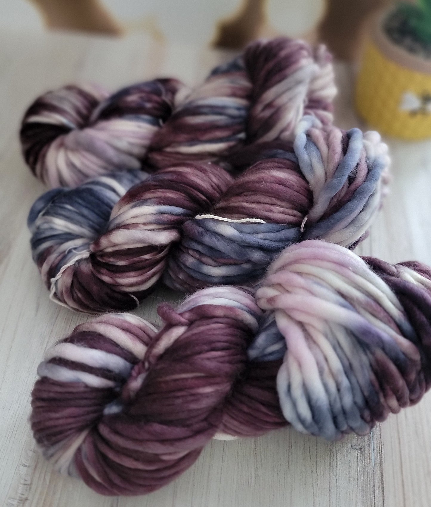 OOAK Mauve/Blue Super Bulky 92 Yard / Ready to Ship