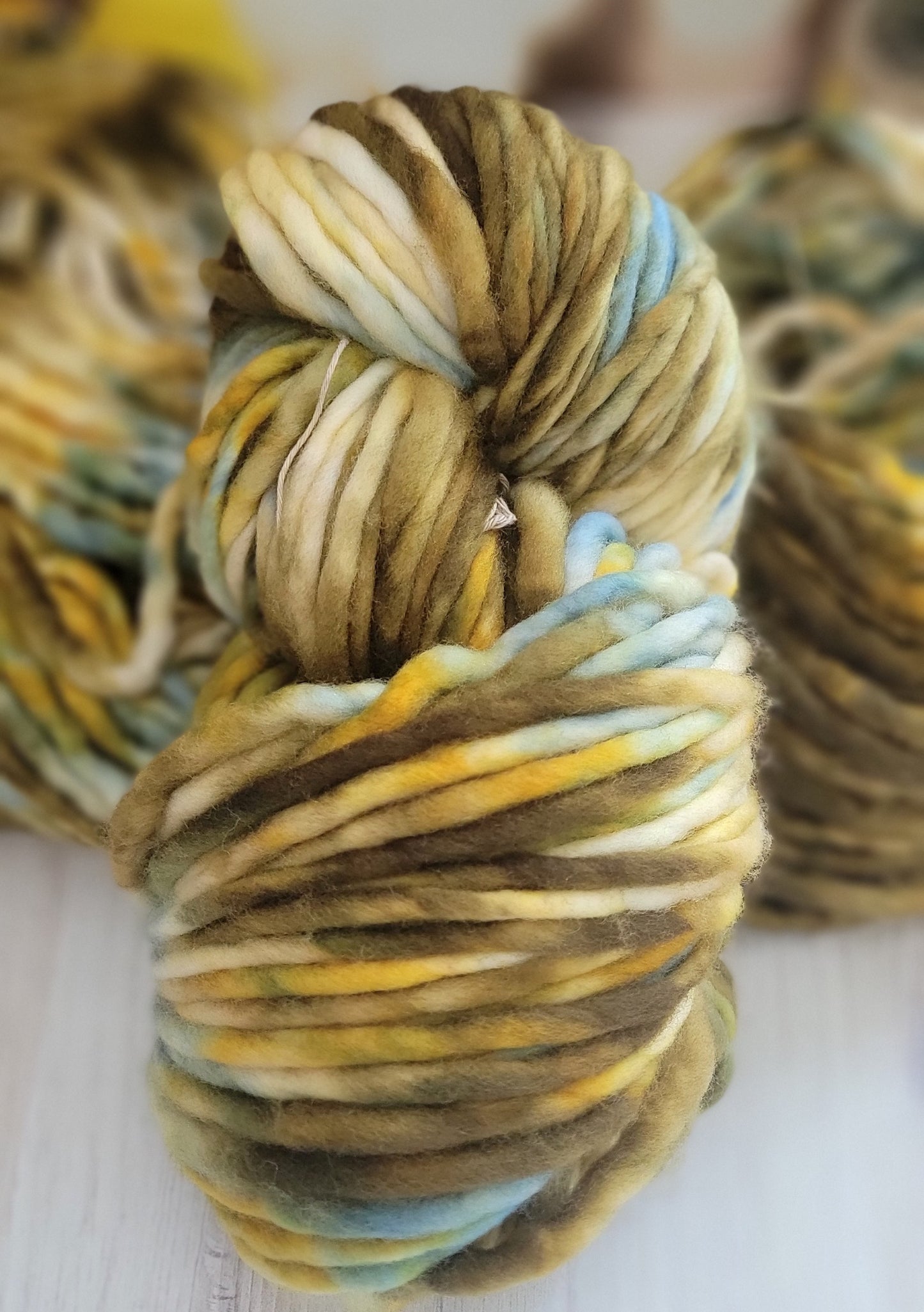 OOAK Olive/Blue Super Bulky SB141 / Ready to Ship