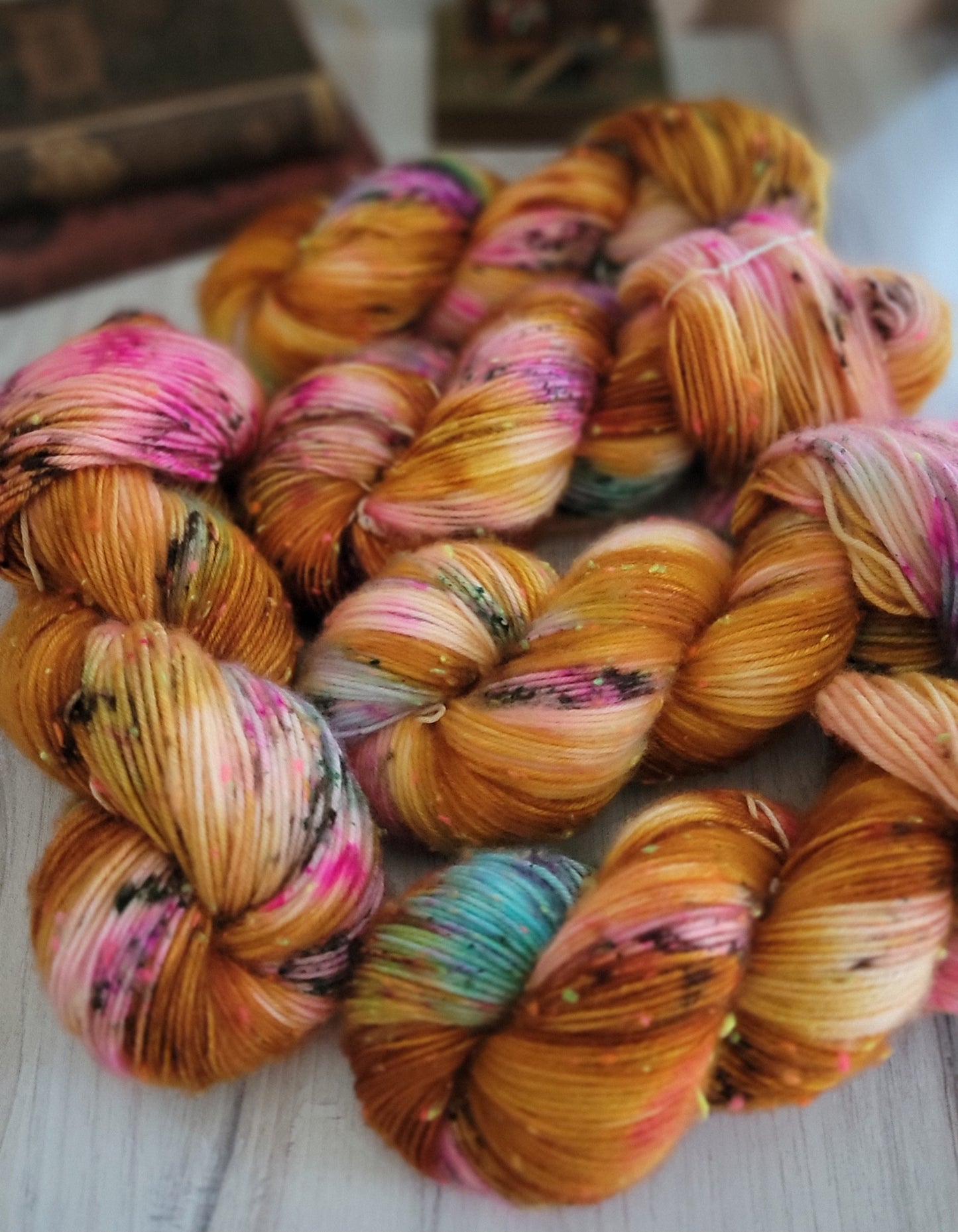 OOAK Honey & Clover - Brushed DK Neon Tweed Yarn / Ready to Ship