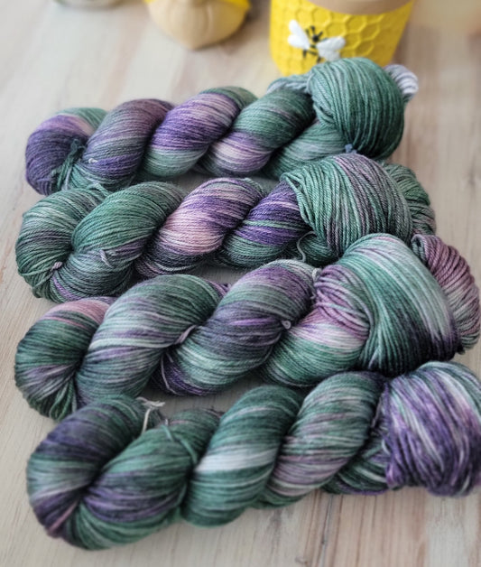OOAK Green/Purple Sport Weight Lotus Fiber/Silk Blend / Ready to Ship