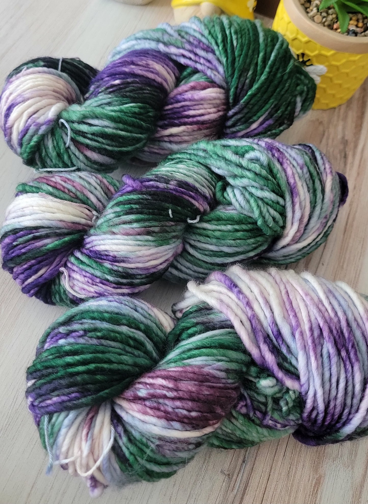 OOAK Green/Purple SBL130 (lite super bulky) / Ready to Ship