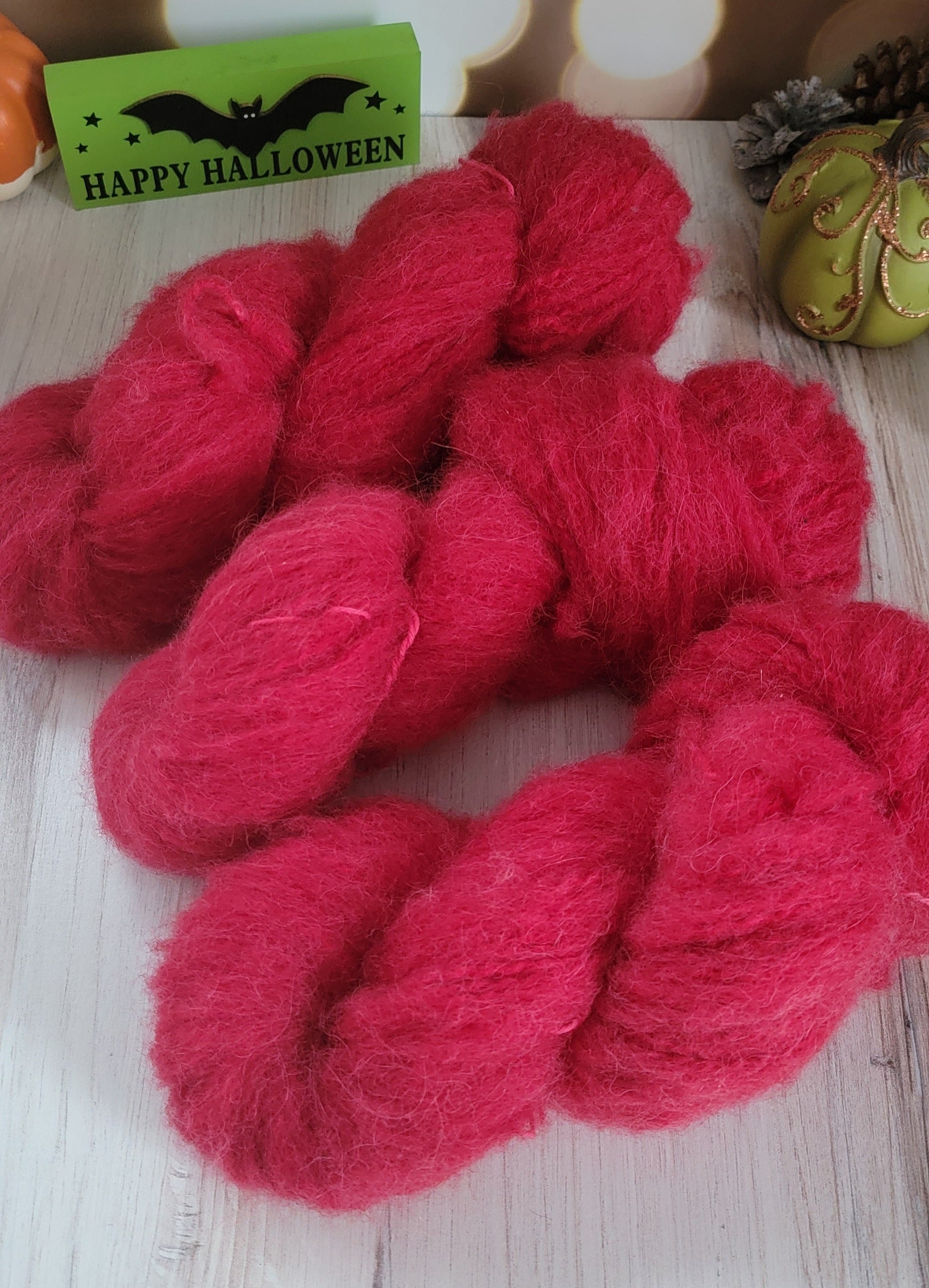 Red - Bulky Fluff / Ready to Ship – faintinggoatfiberco