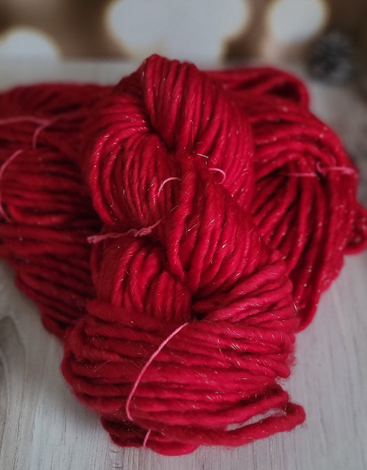 Red SHIMMER 92 Yard Super Bulky / Ready to Ship