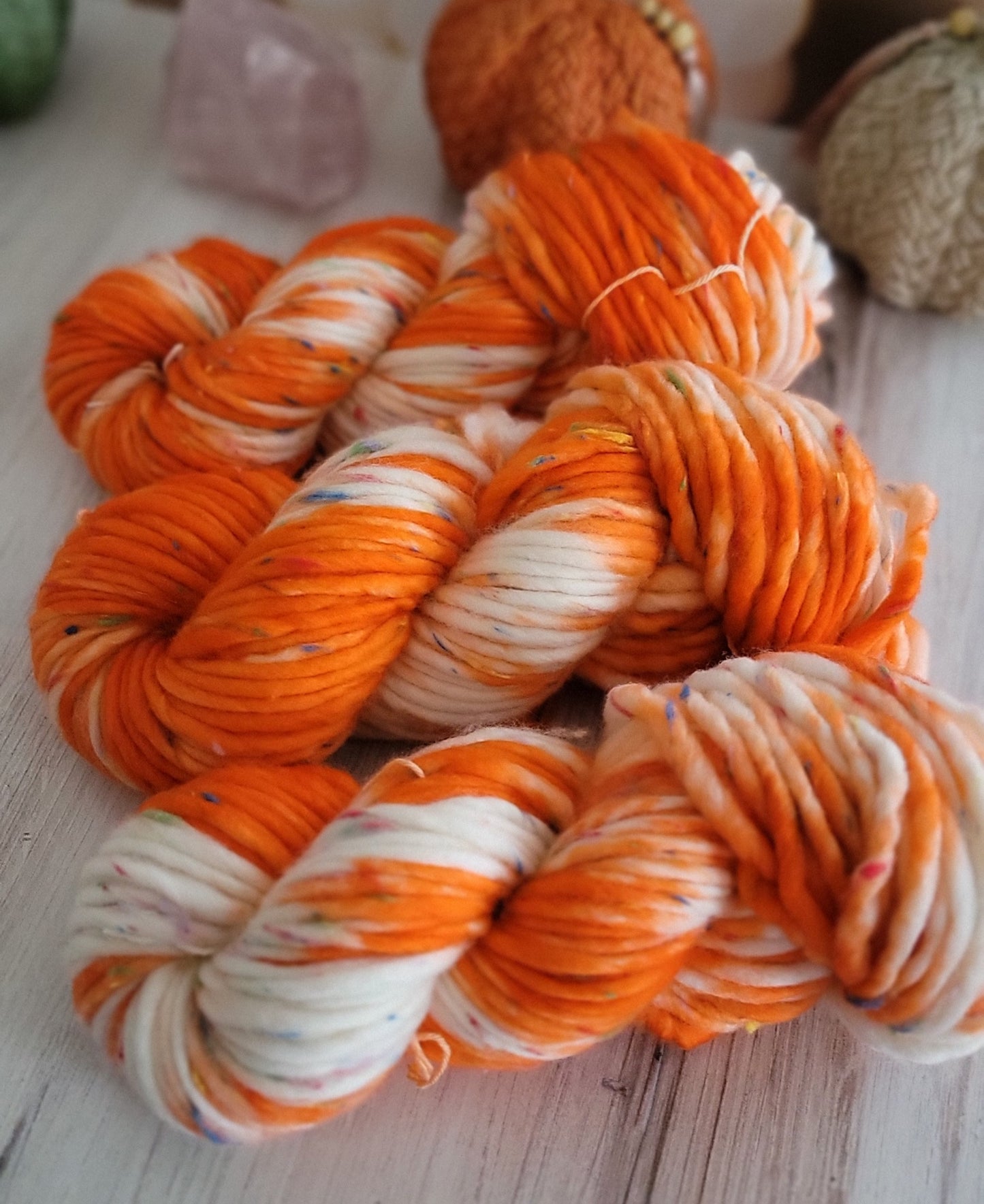 Orange Swirl RAINBOW Tweed Super Bulky / Ready to Ship
