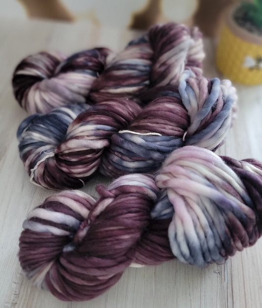 OOAK Mauve/Blue Super Bulky 92 Yard / Ready to Ship