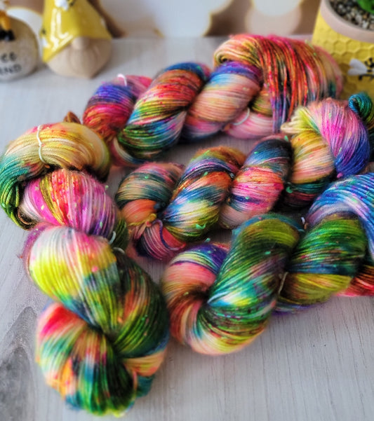 You're ReallyWeird- Brushed DK Neon Tweed Yarn / Ready to Ship