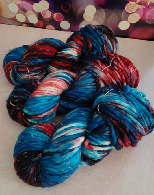 Cat in the Hat-ish Rainbow Tweed Super Bulky / Ready to Ship