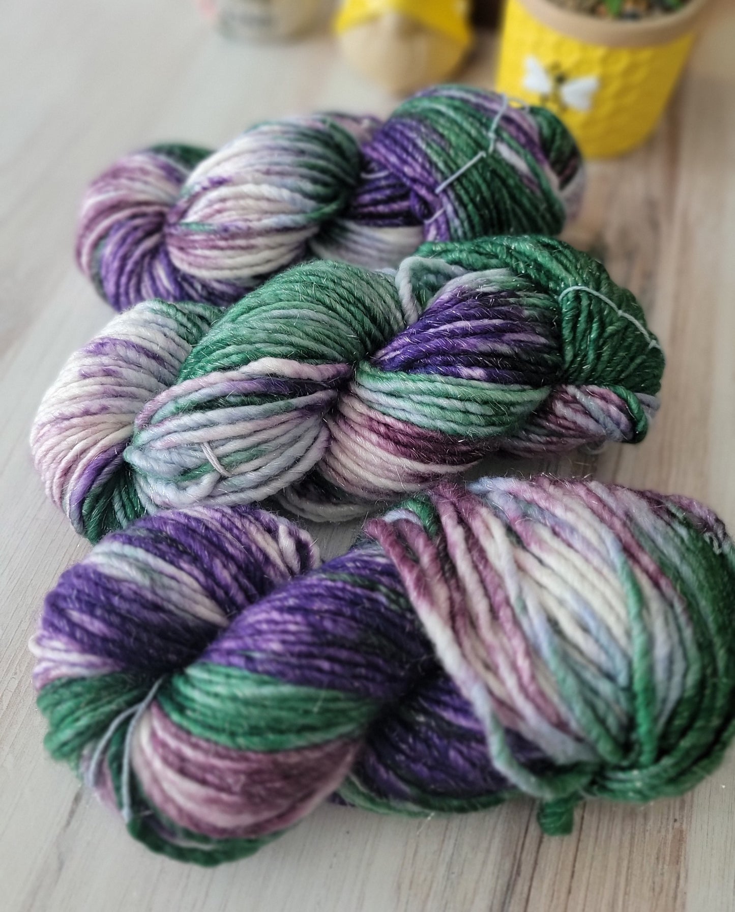 OOAK Green/Purple SBL130 SHIMMER (lite super bulky) / Ready to Ship