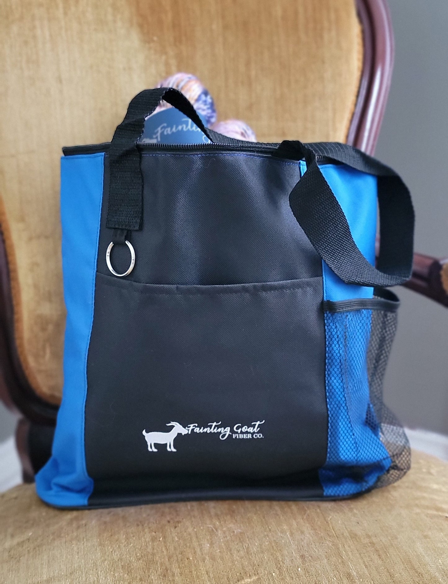 Fainting Goat Tote Bag Blue w/Black / Ready to Ship
